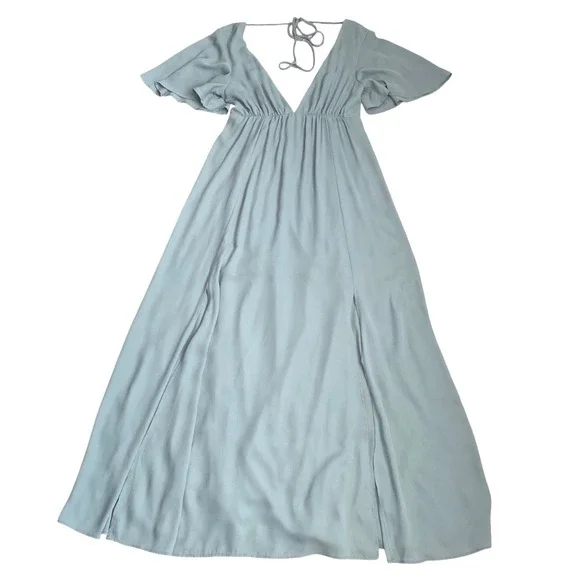 SHOW ME YOUR MUMU Faye Flutter Maxi‎ Dress SZ L Sage Green Bridesmaid Fairy Boho - Picture 3 of 10